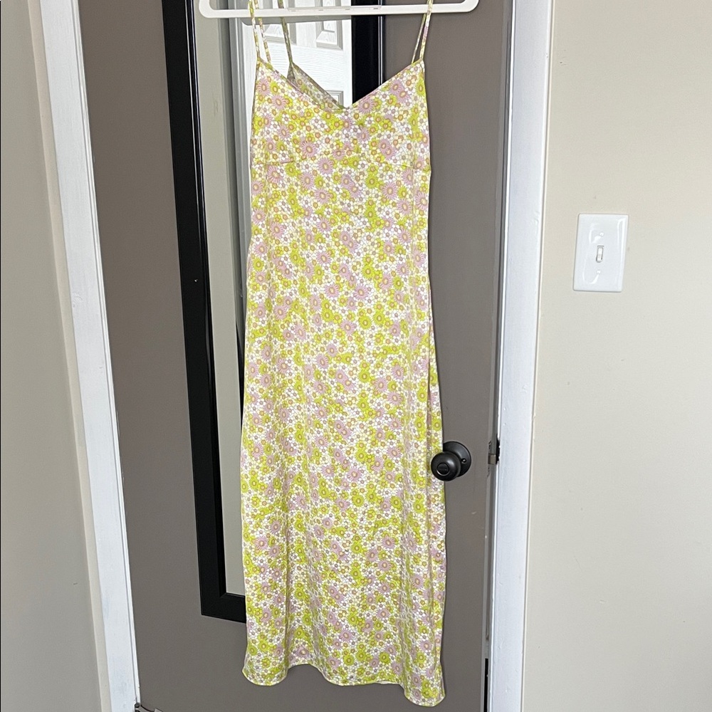 Zara Yellow and Pink Floral Maxi Dress